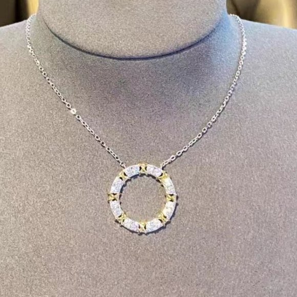 Zircon Flower Fork Necklace - Picture 1 of 7